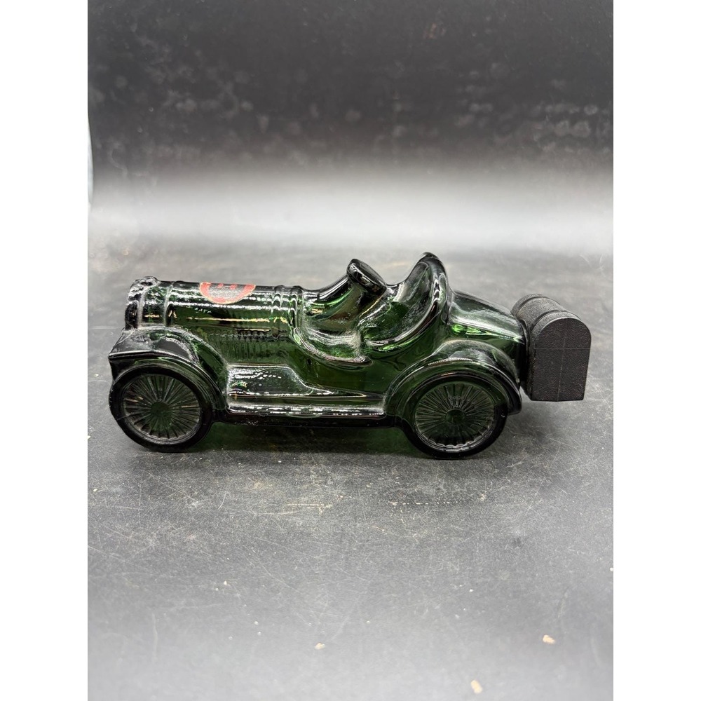 Vintage Avon Sterling Six Emerald Green Glass Car Decanter Bottle 1900s Roadster